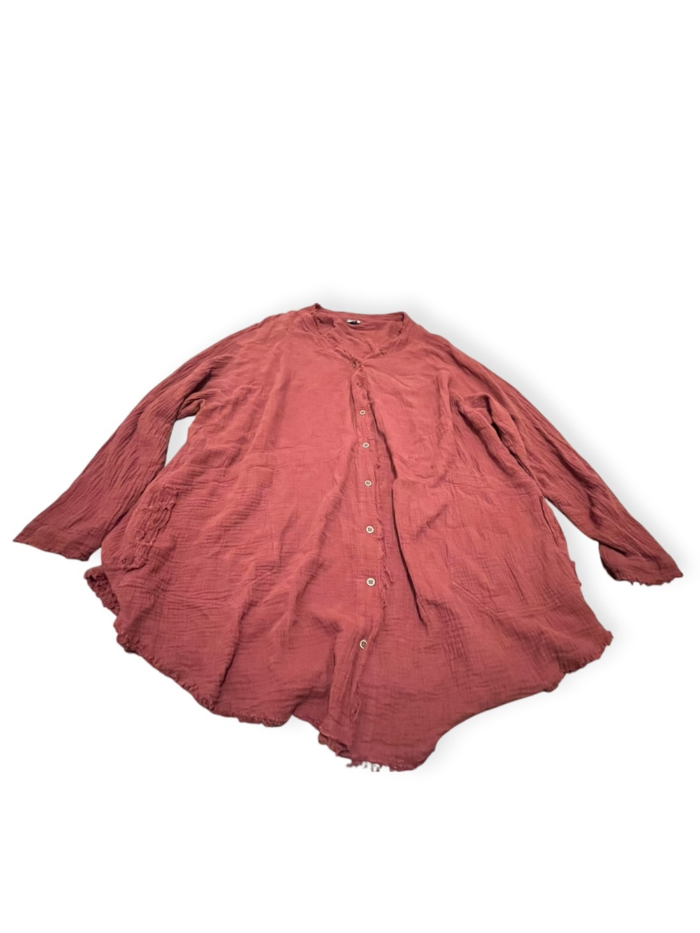 Arula Gauze Button-Up Top Rust